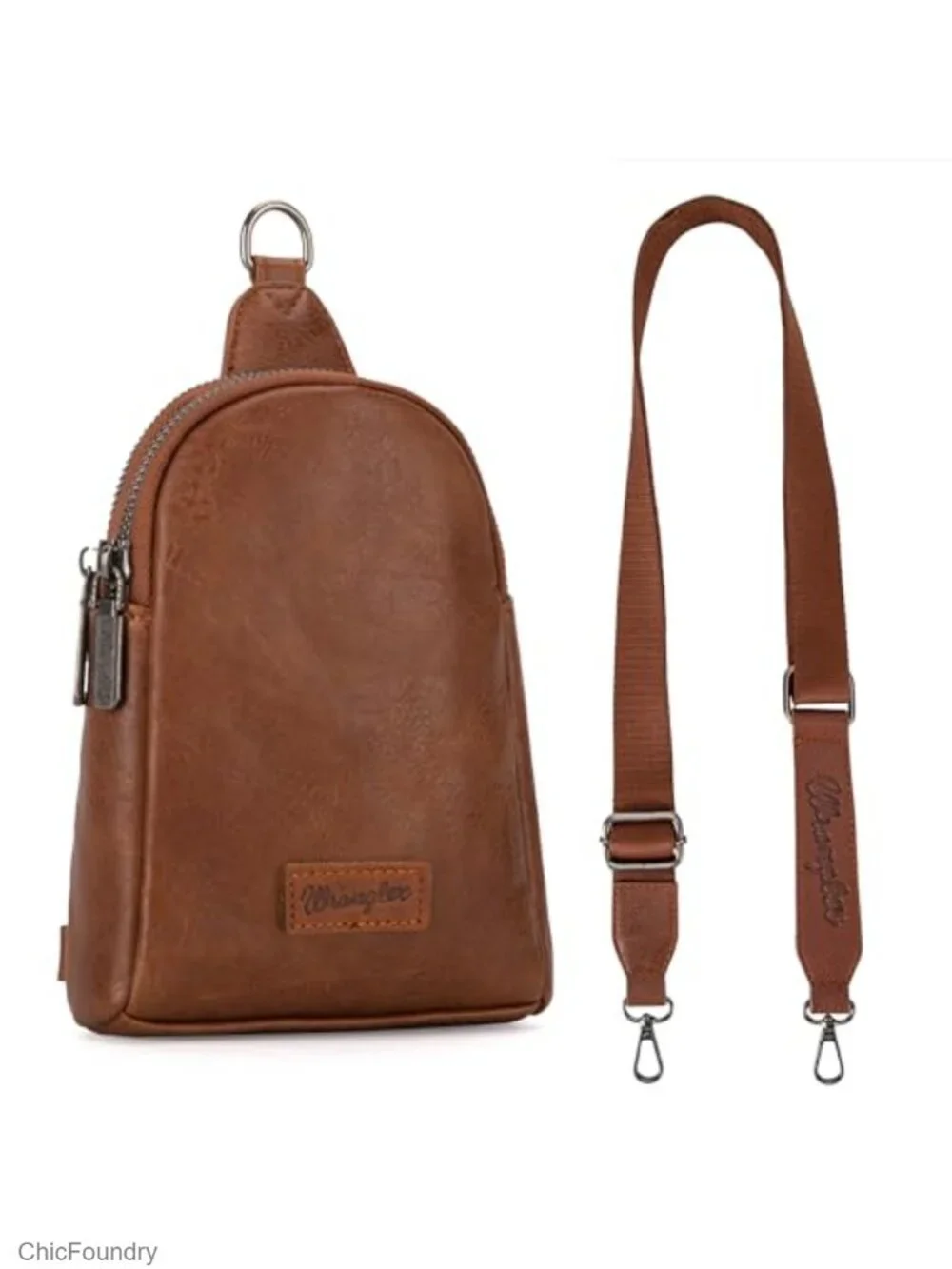 PU Leather Sling Crossbody Bag with Adjustable Strap
